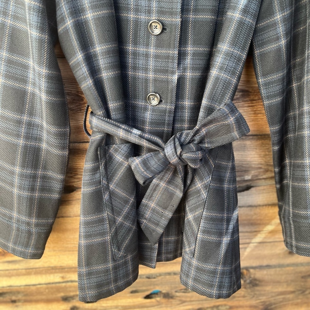 BANANA REPUBLIC | Worsted Wool Plaid Belted Women's Jacket 8 - Picture 3 of 6